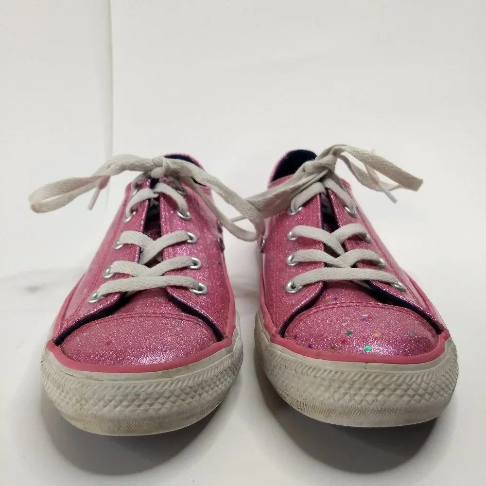 pink Sparkle Galaxy Glitter Star Converse Size US 2 Youth Girls Fun Colorful